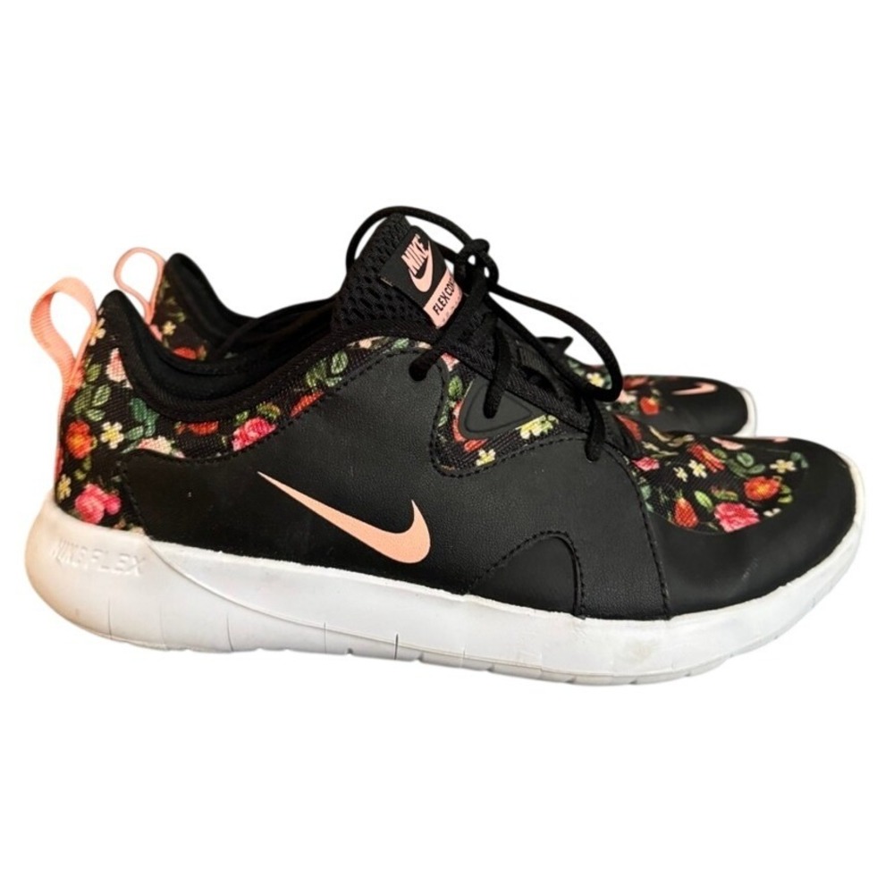 Nike Flex Contact 3 GS Black Floral Sneakers AT4711-001 Womens 7